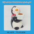 Atacado pingüim bonito em forma de açúcar cerâmica e creamer conjunto com colher